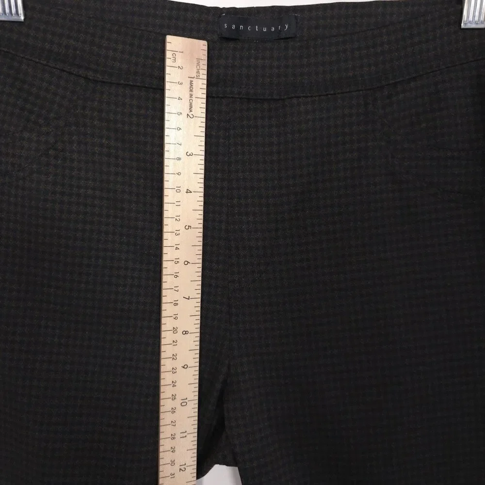 Anthropologie SANCTUARY Check Slim‎ Ankle Pants Brown Stretch MEDIUM P108T0966A - Picture 6 of 9